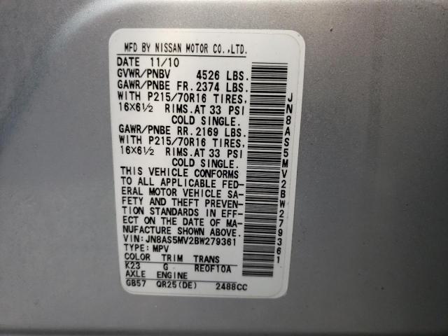 Photo 10 from auction – 2011 NISSAN ROGUE S with VIN JN8AS5MV2BW279361