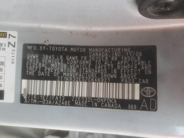 Photo 10 from auction – 2007 TOYOTA COROLLA MA with VIN 2T1KR32E57C646921