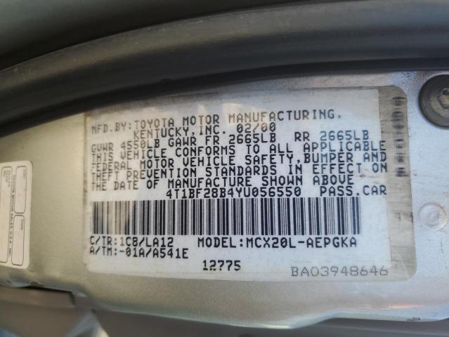 Photo 10 from auction – 2000 TOYOTA AVALON XL with VIN 4T1BF28B4YU056550
