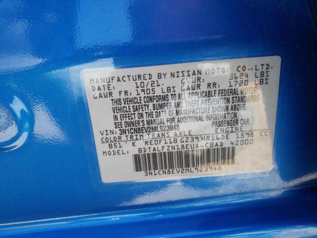 Photo 10 from auction – 2021 NISSAN VERSA SV with VIN 3N1CN8EV2ML923948
