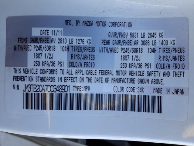 Photo 10 from auction – 2012 MAZDA CX-9 with VIN JM3TB2CA7C0348901
