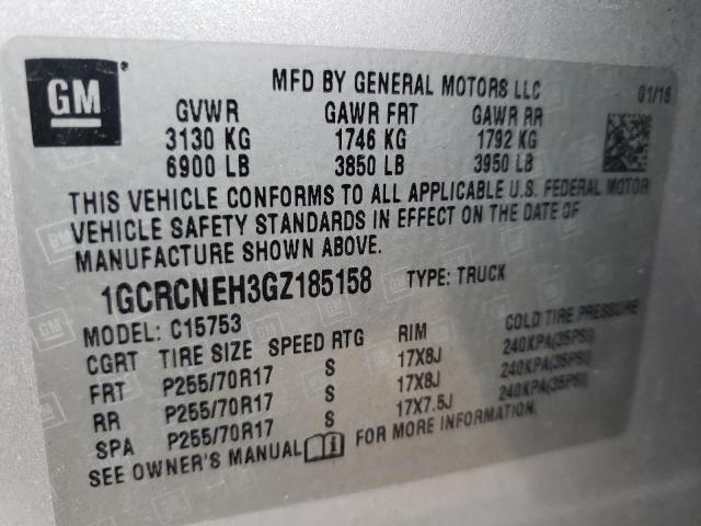 Photo 10 from auction – 2016 CHEVROLET SILVERADO with VIN 1GCRCNEH3GZ185158