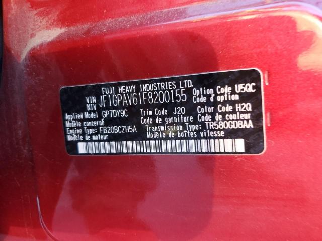 Photo 10 from auction – 2015 SUBARU IMPREZA SP with VIN JF1GPAV61F8200155