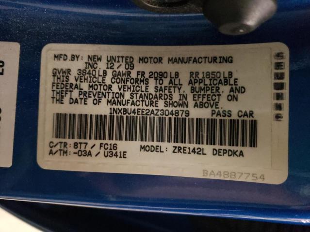 Photo 10 from auction – 2010 TOYOTA COROLLA BA with VIN 1NXBU4EE2AZ304879
