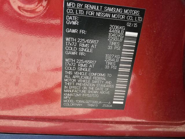 Photo 10 from auction – 2015 NISSAN ROGUE S with VIN KNMAT2MT7FP537170
