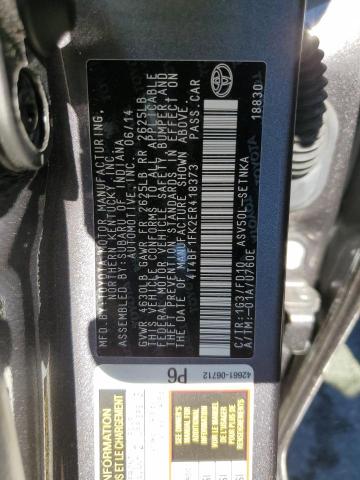 Photo 10 from auction – 2014 TOYOTA CAMRY L with VIN 4T4BF1FK2ER418373
