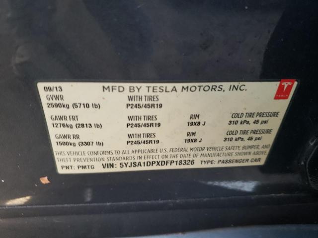 Photo 10 from auction – 2013 TESLA MODEL S with VIN 5YJSA1DPXDFP18326