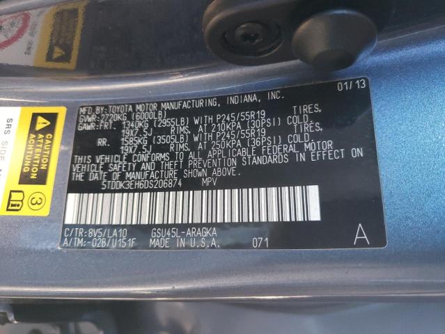 Photo 10 from auction – 2013 TOYOTA HIGHLANDER with VIN 5TDDK3EH6DS206874