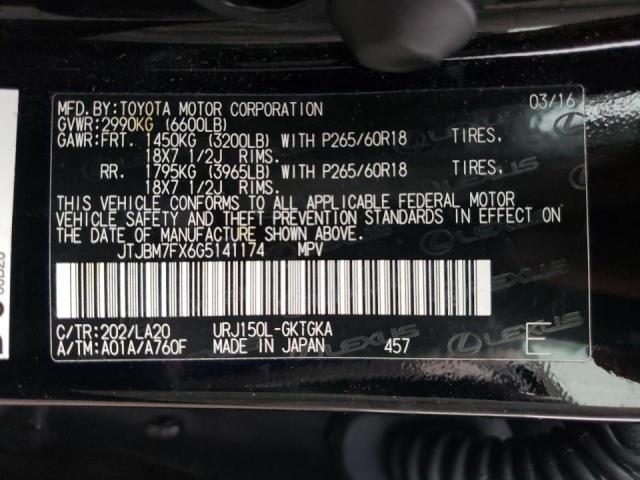 Photo 10 from auction – 2016 LEXUS GX 460 with VIN JTJBM7FX6G5141174