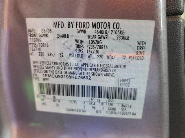 Photo 10 from auction – 2008 FORD ESCAPE XLT with VIN 1FMCU93198KE76592