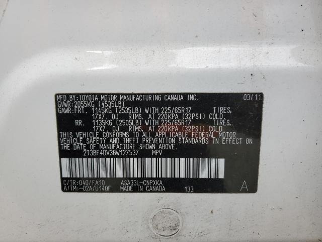 Photo 10 from auction – 2011 TOYOTA RAV4 with VIN 2T3BF4DV3BW127537