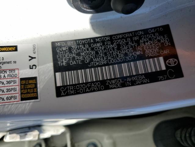 Photo 10 from auction – 2016 TOYOTA PRIUS with VIN JTDKBRFU0G3013017