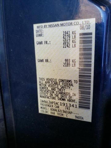Photo 10 from auction – 2010 NISSAN ALTIMA BAS with VIN 1N4AL2AP1AC191341