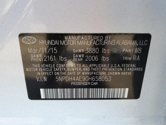 Photo 10 from auction – 2016 HYUNDAI ELANTRA SE with VIN 5NPDH4AE9GH658053