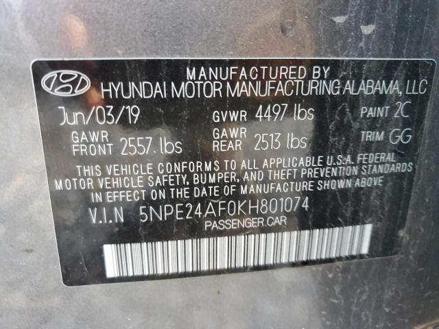 Photo 10 from auction – 2019 HYUNDAI SONATA SE with VIN 5NPE24AF0KH801074