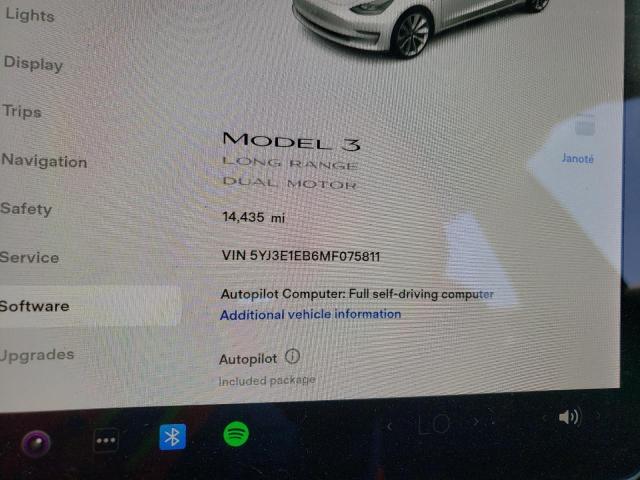 Photo 8 from auction – 2021 TESLA MODEL 3 with VIN 5YJ3E1EB6MF075811