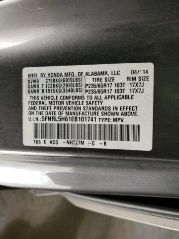 Photo 10 from auction – 2014 HONDA ODYSSEY EX with VIN 5FNRL5H61EB101741