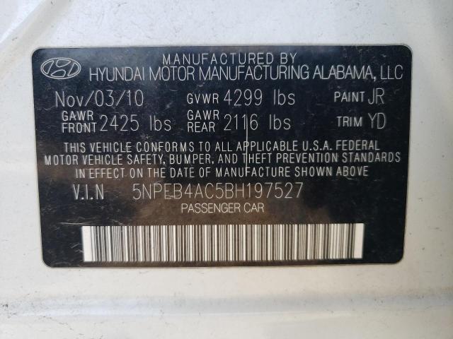 Photo 10 from auction – 2011 HYUNDAI SONATA GLS with VIN 5NPEB4AC5BH197527