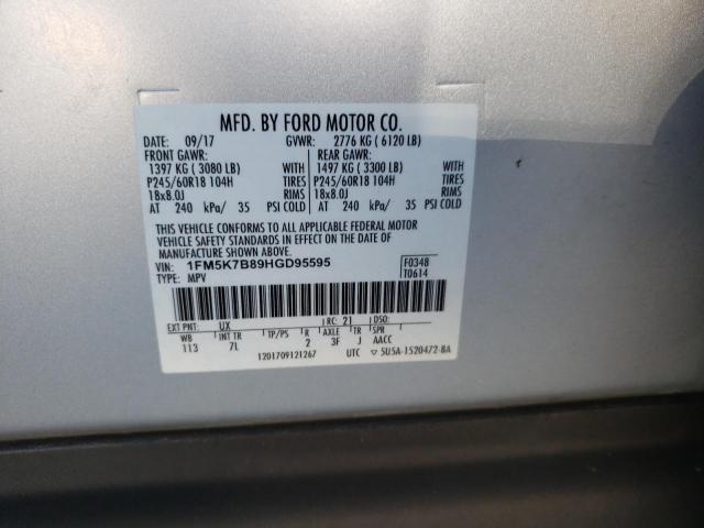 Photo 10 from auction – 2017 FORD EXPLORER with VIN 1FM5K7B89HGD95595
