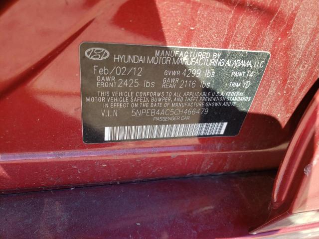Photo 10 from auction – 2012 HYUNDAI SONATA with VIN 5NPEB4AC5CH466479