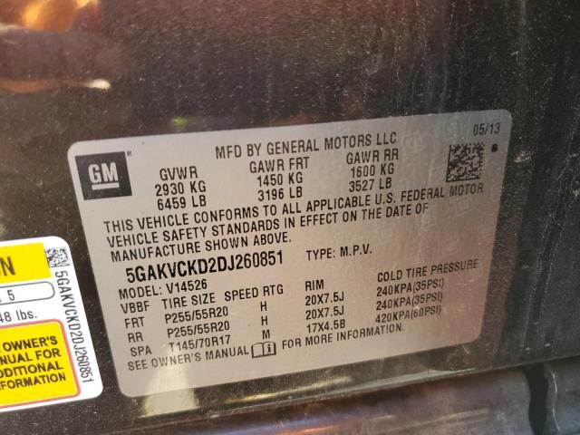 Photo 10 from auction – 2013 BUICK ENCLAVE with VIN 5GAKVCKD2DJ260851