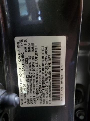 Photo 10 from auction – 2016 HONDA CR-V LX with VIN 2HKRM3H3XGH556390