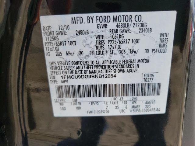 Photo 10 from auction – 2011 FORD ESCAPE XLT with VIN 1FMCU9DG9BKB12084