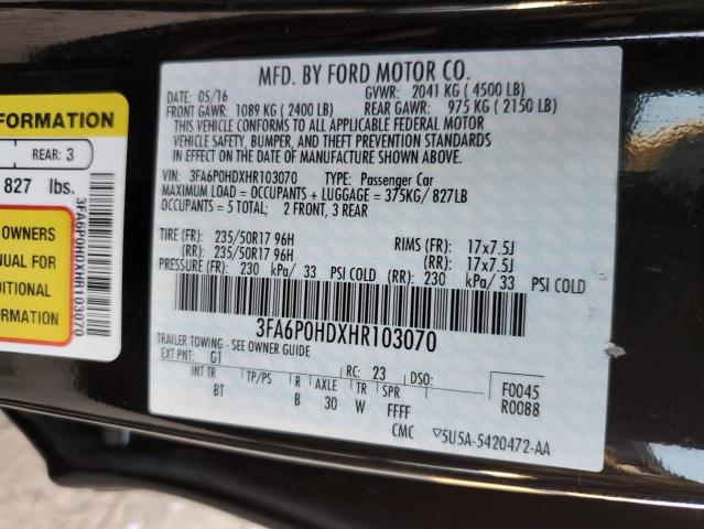 Photo 10 from auction – 2017 FORD FUSION SE with VIN 3FA6P0HDXHR103070