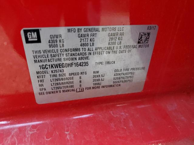 Photo 10 from auction – 2017 CHEVROLET SILVERADO with VIN 1GC1KWEG0HF164235