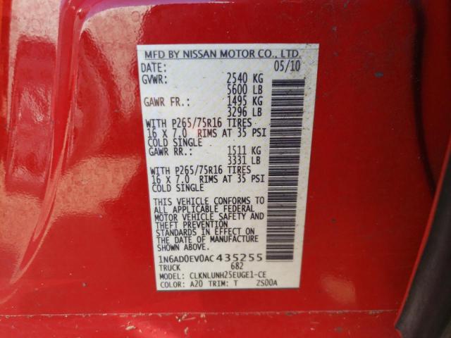 Photo 10 from auction – 2010 NISSAN FRONTIER C with VIN 1N6AD0EV0AC435255