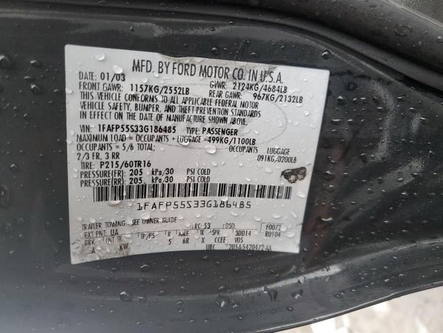Photo 10 from auction – 2003 FORD TAURUS SES with VIN 1FAFP55S33G186485