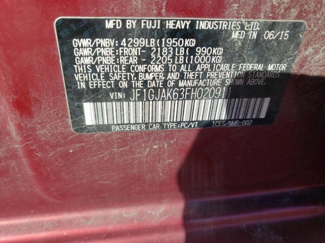 Photo 10 from auction – 2015 SUBARU IMPREZA PR with VIN JF1GJAK63FH020911