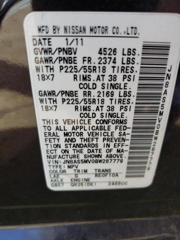 Photo 10 from auction – 2011 NISSAN ROGUE S with VIN JN8AS5MV0BW287779