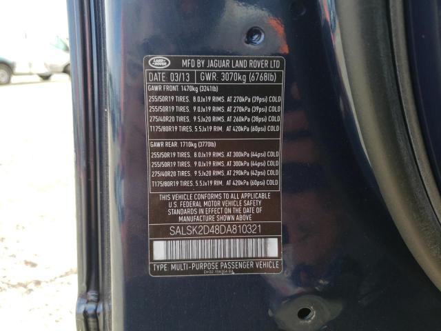 Photo 10 from auction – 2013 LAND ROVER RANGE ROVE with VIN SALSK2D48DA810321