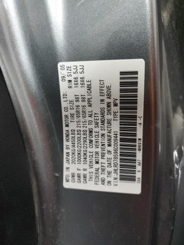 Photo 10 from auction – 2006 HONDA CR-V LX with VIN JHLRD78596C009441