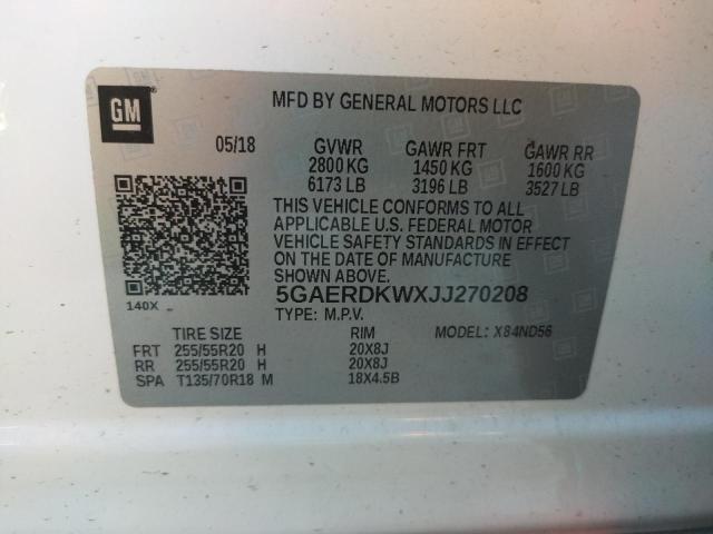 Photo 10 from auction – 2018 BUICK ENCLAVE AV with VIN 5GAERDKWXJJ270208