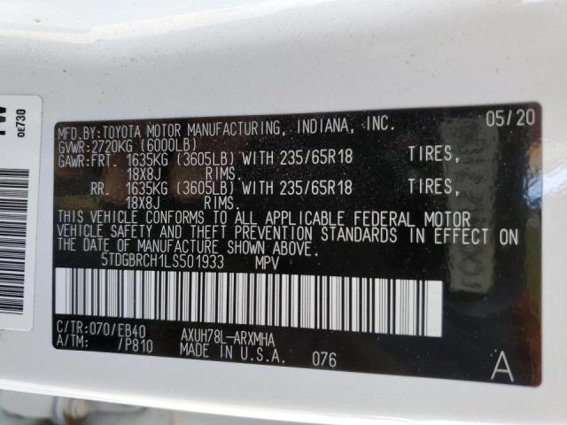 Photo 10 from auction – 2020 TOYOTA HIGHLANDER with VIN 5TDGBRCH1LS501933