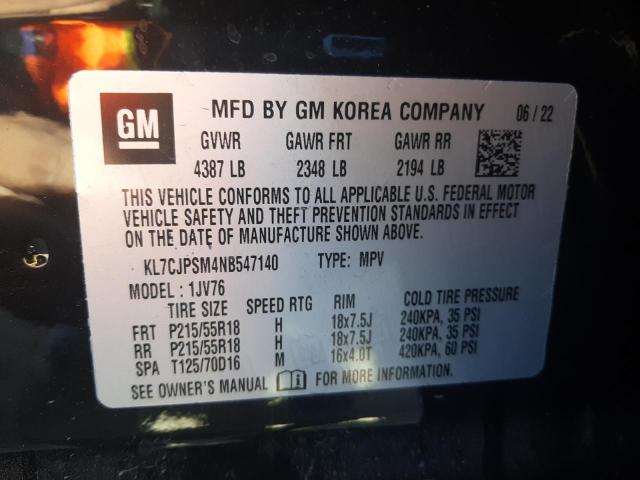 Photo 10 from auction – 2022 CHEVROLET TRAX 1LT with VIN KL7CJPSM4NB547140