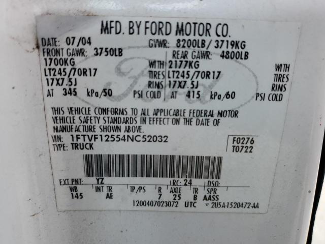 Photo 10 from auction – 2004 FORD F150 with VIN 1FTVF12554NC52032