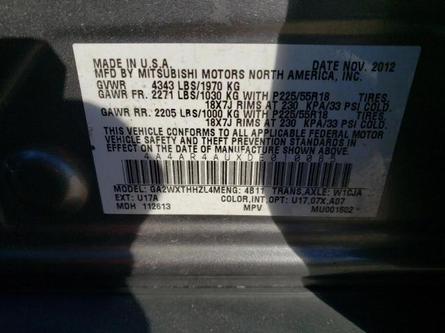 Photo 10 from auction – 2013 MITSUBISHI OUTLANDER with VIN 4A4AR4AUXDE010085