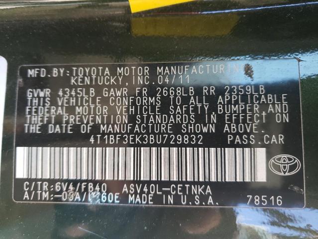 صورة رقم 10 من المزاد - 2011 TOYOTA CAMRY BASE مع VIN 4T1BF3EK3BU729832