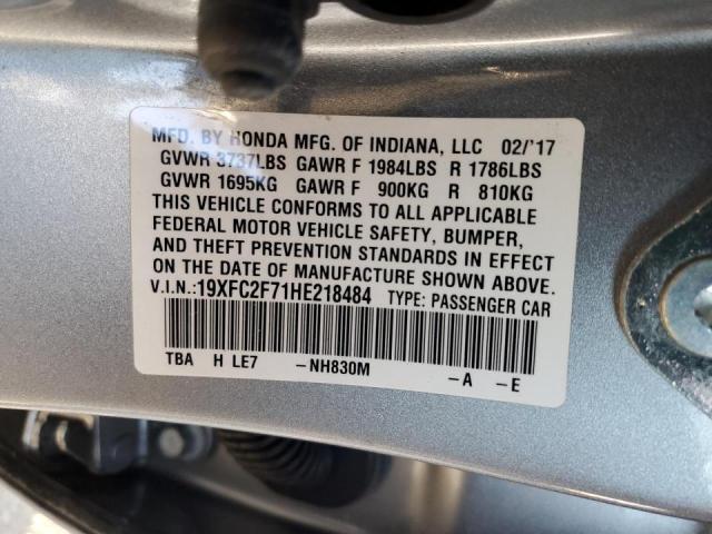 Photo 10 from auction – 2017 HONDA CIVIC EX with VIN 19XFC2F71HE218484