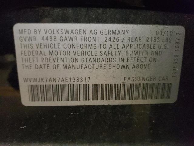 Photo 10 from auction – 2010 VOLKSWAGEN PASSAT KOM with VIN WVWJK7AN7AE138317