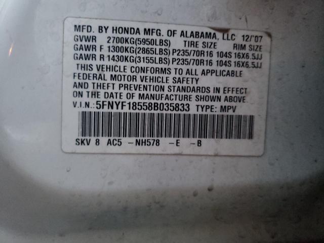Фото 10 с аукциона – 2008 HONDA PILOT EXL с VIN 5FNYF18558B035833