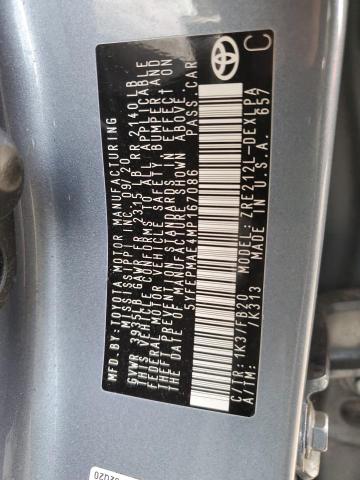 Photo 10 from auction – 2021 TOYOTA COROLLA LE with VIN 5YFEPMAE4MP167086