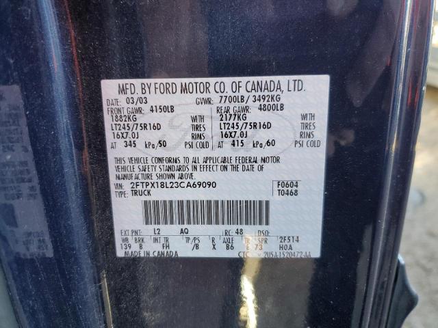 Photo 10 from auction – 2003 FORD F150 with VIN 2FTPX18L23CA69090