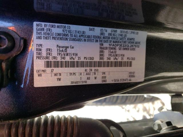 Photo 10 from auction – 2016 FORD FOCUS S with VIN 1FADP3E22GL287932