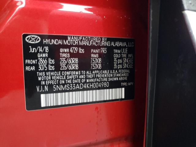 Photo 10 from auction – 2019 HYUNDAI SANTA FE S with VIN 5NMS33AD4KH004980