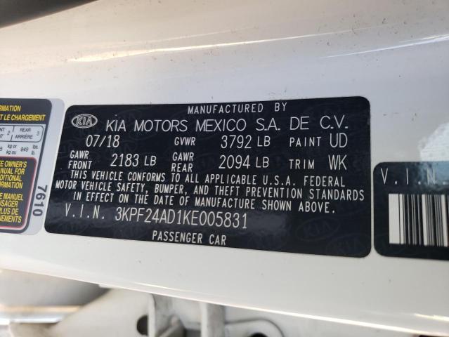 Photo 10 from auction – 2019 KIA FORTE FE with VIN 3KPF24AD1KE005831