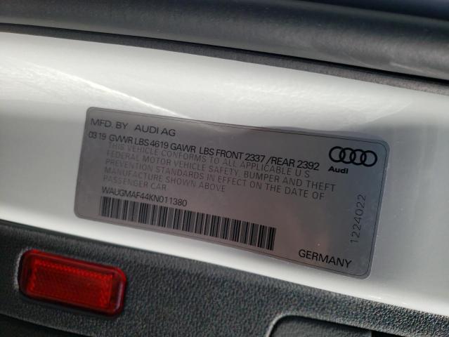 Photo 10 from auction – 2019 AUDI A4 PREMIUM with VIN WAUGMAF44KN011380